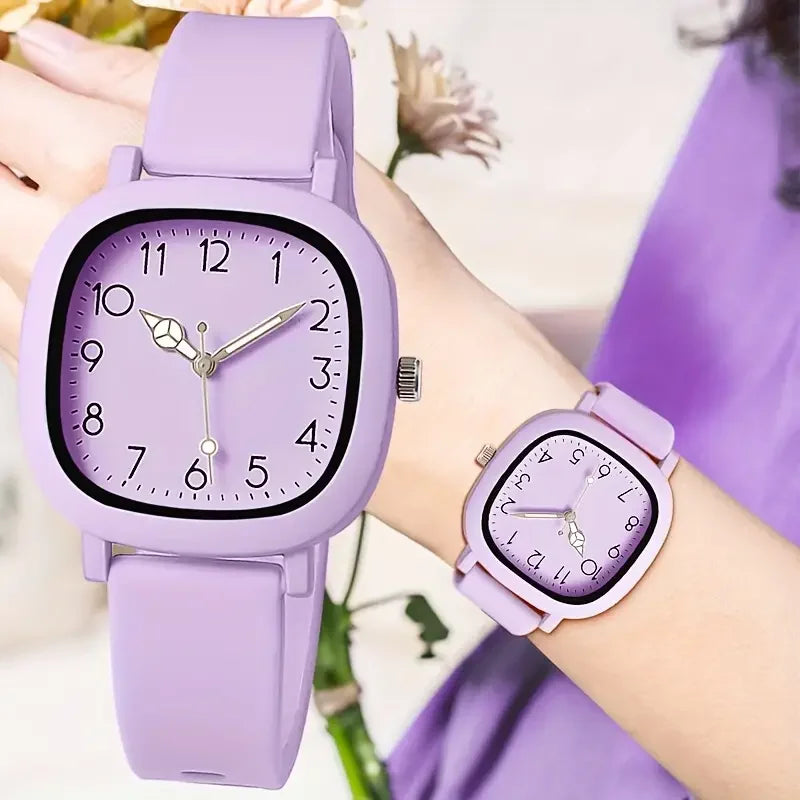 1/3/10PCS Fashion Silicone Band Women Quartz Watches Set Casual Arabic Dial Wristwatch for Girls Clock Reloj Hombre（Without Box）